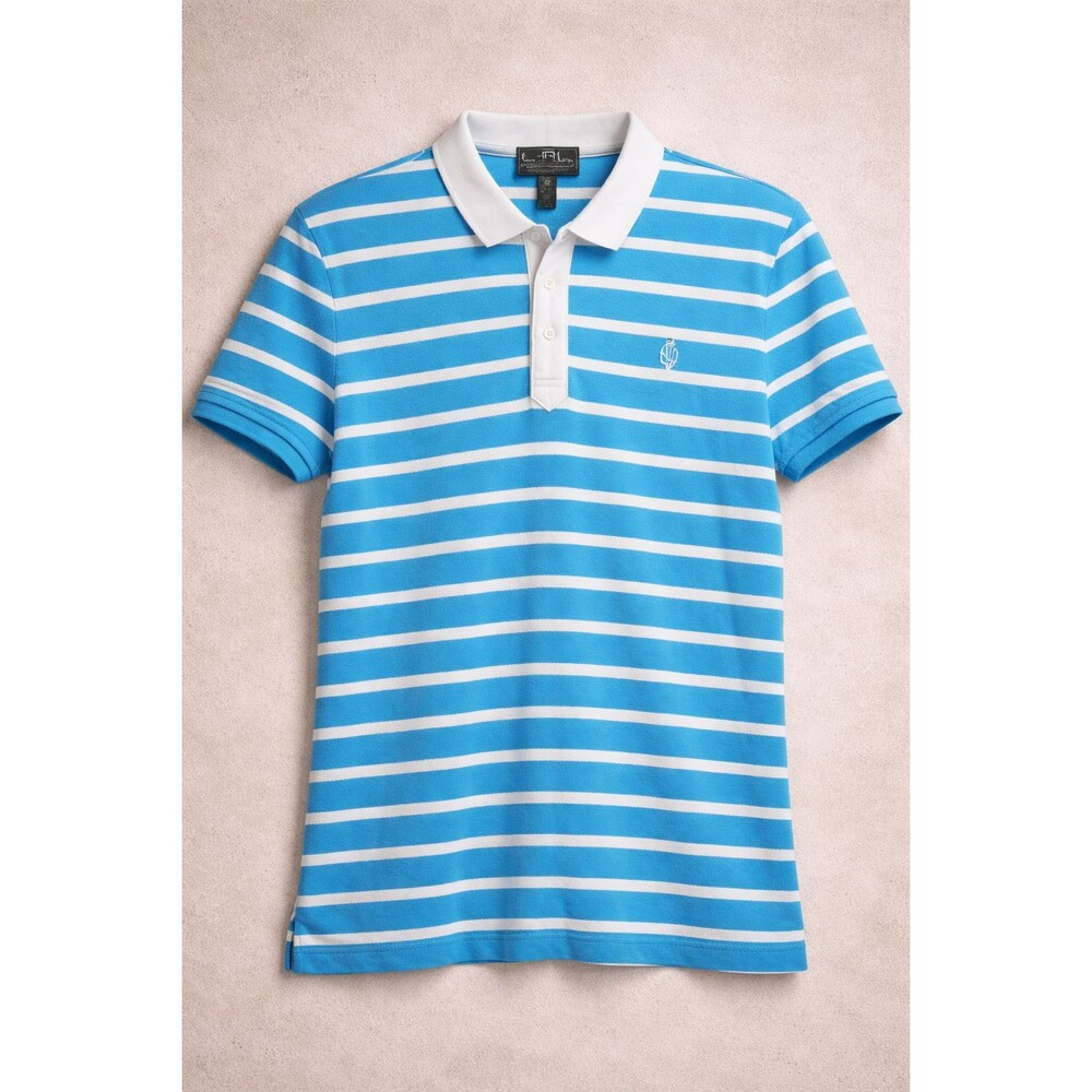 Ralph Lauren Active Zip Polo Womens L Blue Striped Golf